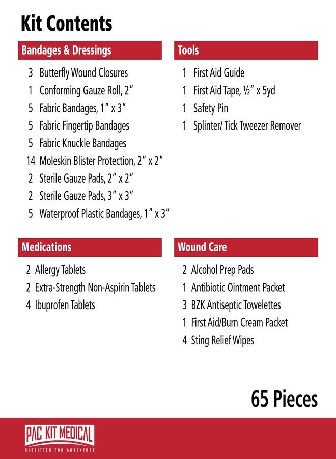 First Aid Only Pac-Kit Trailblazer 1 Outdoor First Aid Kit for Hiking, Camping and Outdoor Travel, 65 Pieces - Image 3