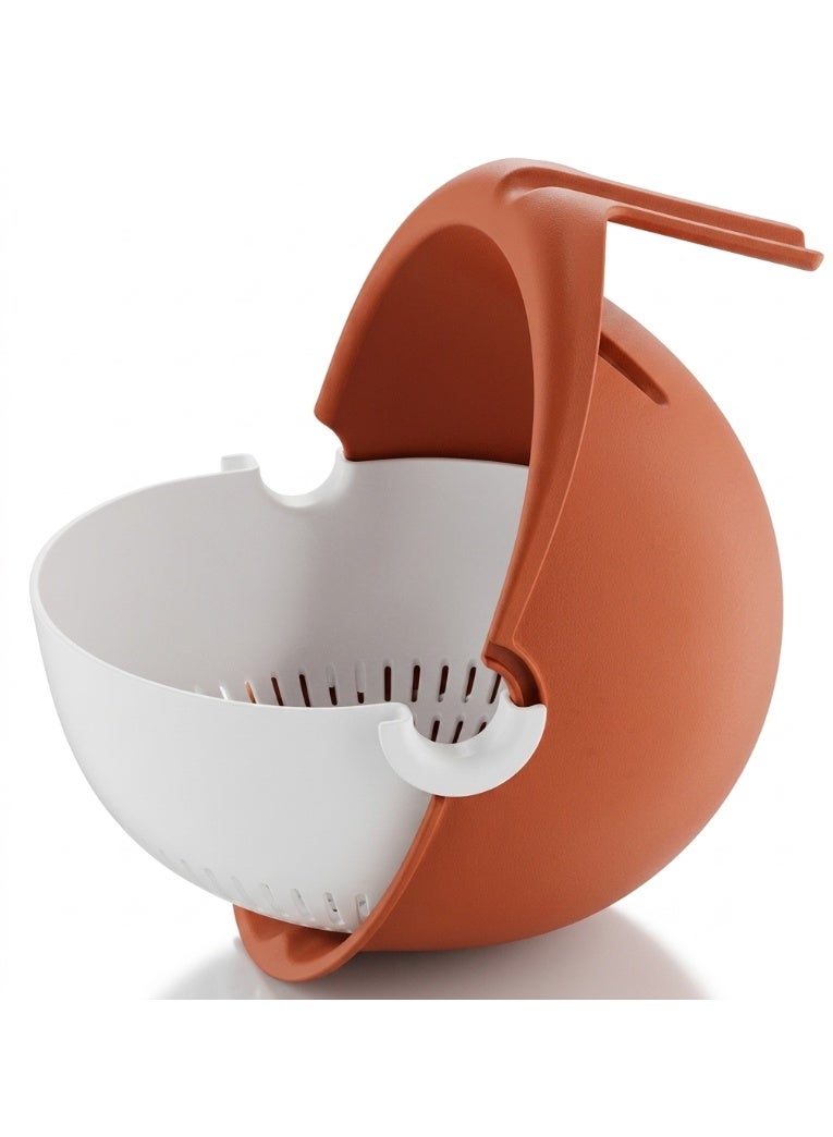 Smartware Rotta 2-in-1 Rotating Strainer & Colander Bowl - Tierra (Terracotta) Color - Zero Waste Design to Prevent Spillages - Premium Turkish Quality - Image 1