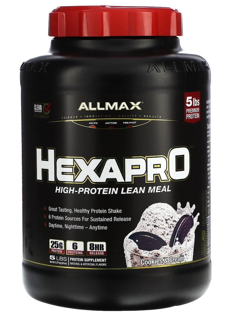 Allmax Hexapro, High-Protein Lean Meal, Cookies & Cream, 5 lbs (2.27 kg)