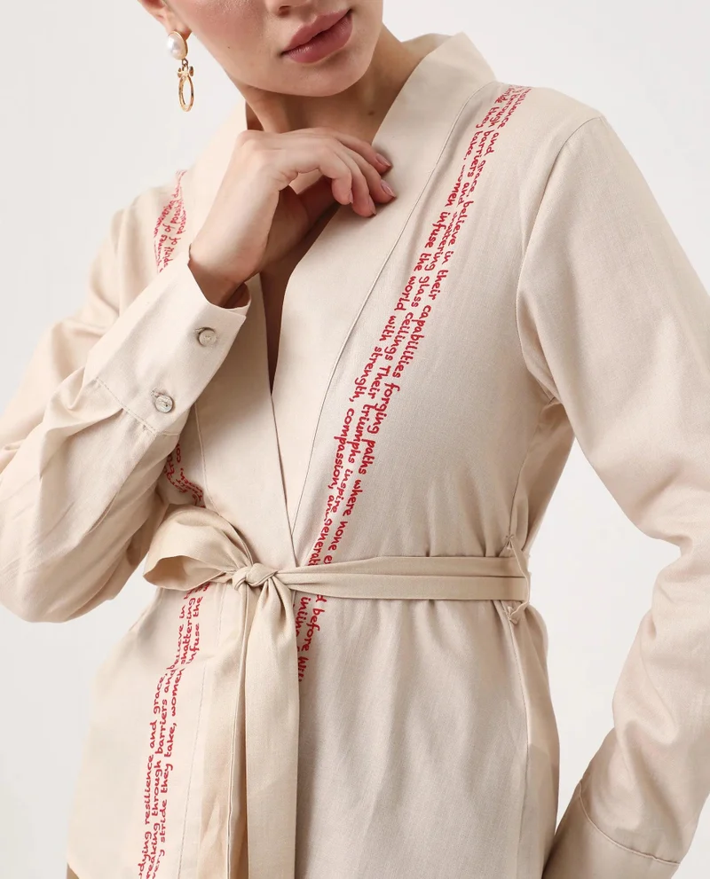 Rareism Women's Typography Wrap Top