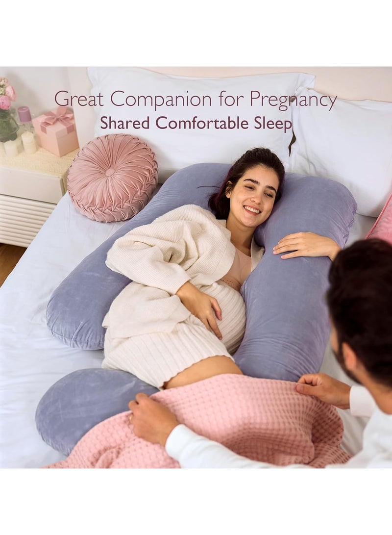 general Pregnancy Pillows U Shaped Full Body Maternity Pillow with Removable Cover Grey Pregnant Support Pillow for Sleeping - Image 2