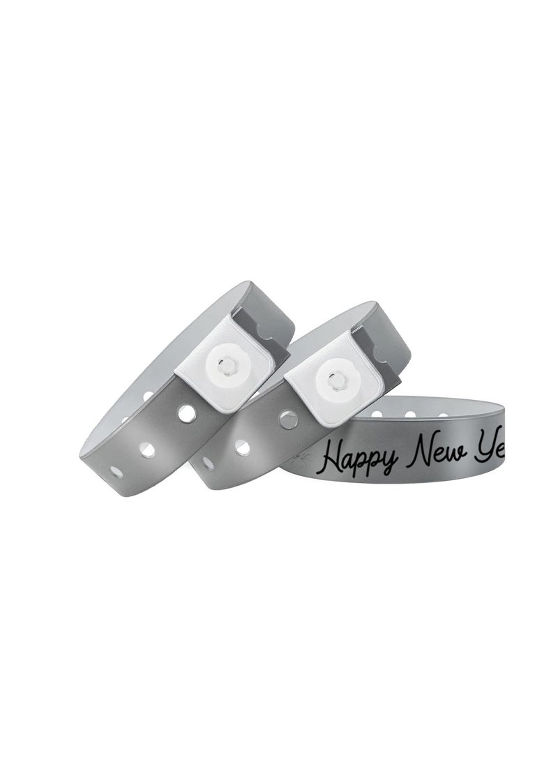 New Year Plastic Wristbands For Events–Wristbands For Parties,Concerts And Celebrations–Secure Snap Closure Design For Entry Management And Crowd Control
