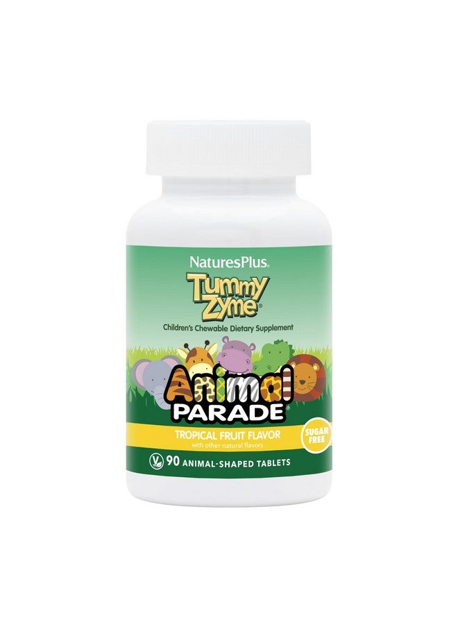 Natures Plus NaturesPlus Animal Parade Tummy Zyme Children’s Chewable, Tropical Fruit Flavor - 90 Animal-Shaped Tablets - Contains Live Probiotics - Vegetarian, Gluten Free, Sugar Free - 90 Servings - Image 1