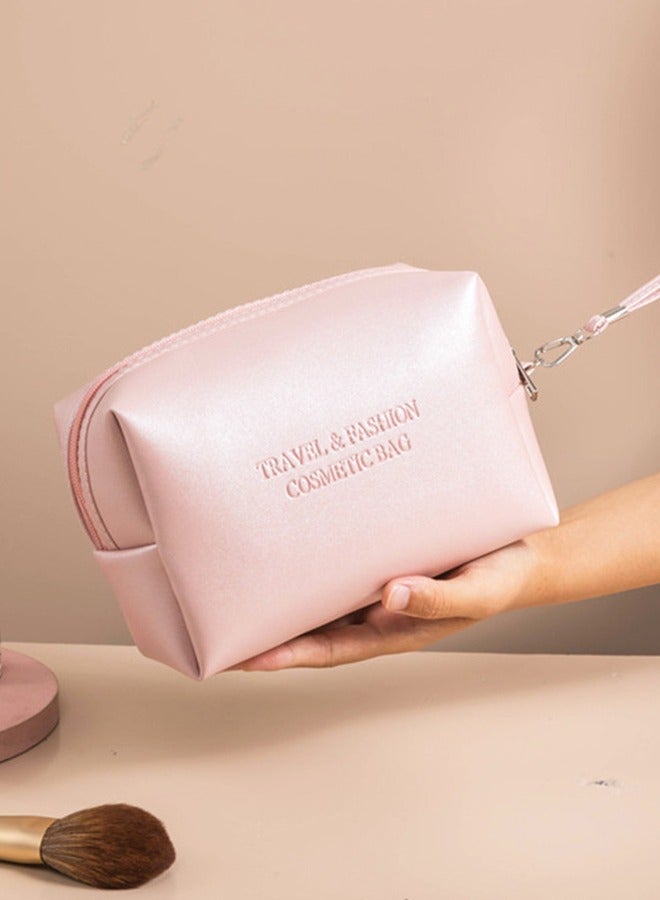 Travel-Friendly Wide Open PU Leather Cosmetic Bag and Makeup Organizer/Storage Case  ,Stylish Waterproof Makeup Bags for Women,silver - Image 5