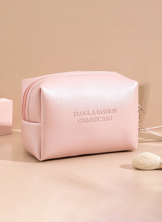 Travel-Friendly Wide Open PU Leather Cosmetic Bag and Makeup Organizer/Storage Case  ,Stylish Waterproof Makeup Bags for Women,silver - Image 3