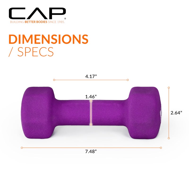 CAP Barbell Neoprene Dumbbell Weights, 5 lb Pair, Violet - Image 3