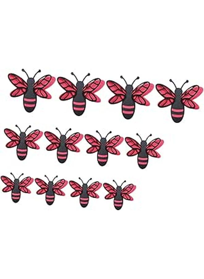 Double Layer 3D Bee Wall Stickers Set of 12 Removable Black Red Pearl Paper Decals - Image 1