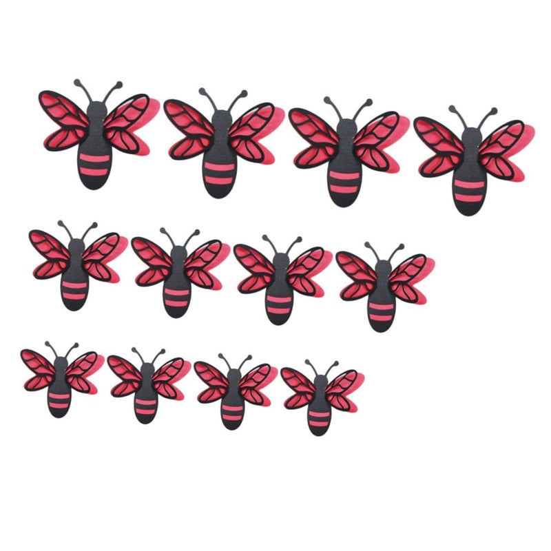 Double Layer 3D Bee Wall Stickers Set of 12 Removable Black Red Pearl Paper Decals - Image 2