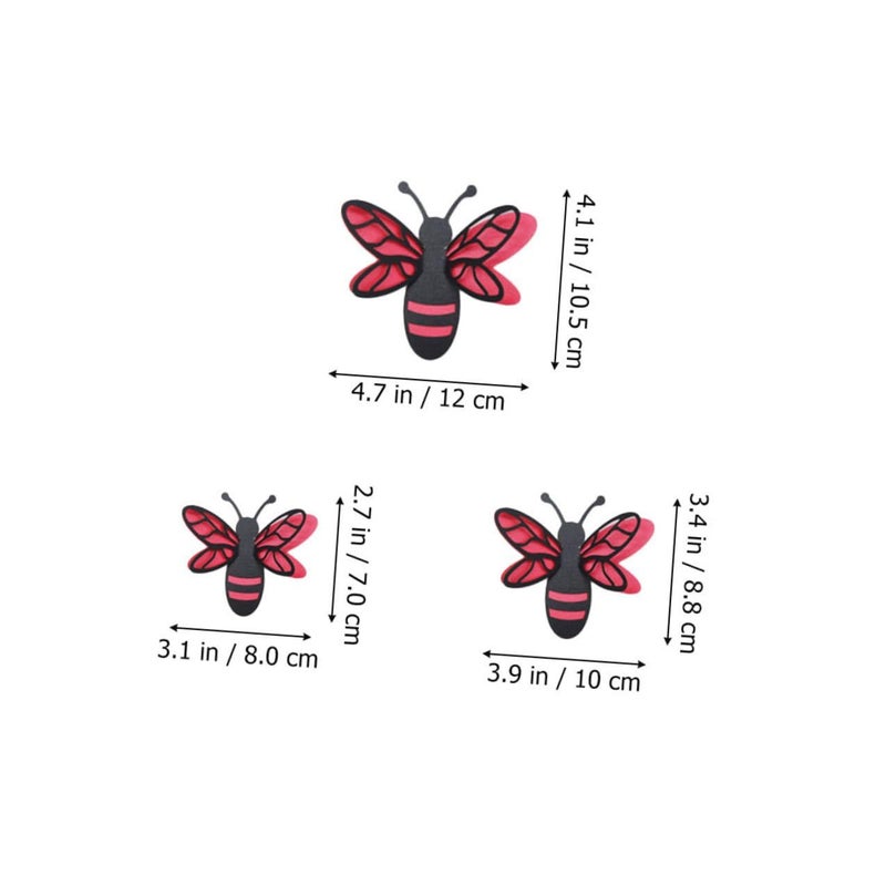 Double Layer 3D Bee Wall Stickers Set of 12 Removable Black Red Pearl Paper Decals - Image 3