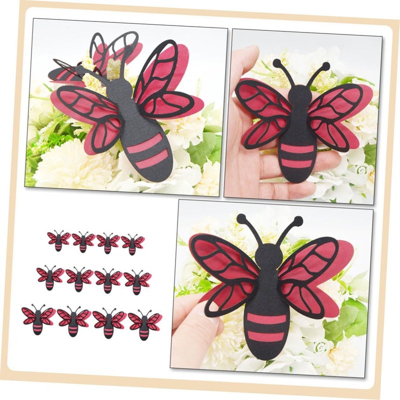 Double Layer 3D Bee Wall Stickers Set of 12 Removable Black Red Pearl Paper Decals - Image 4