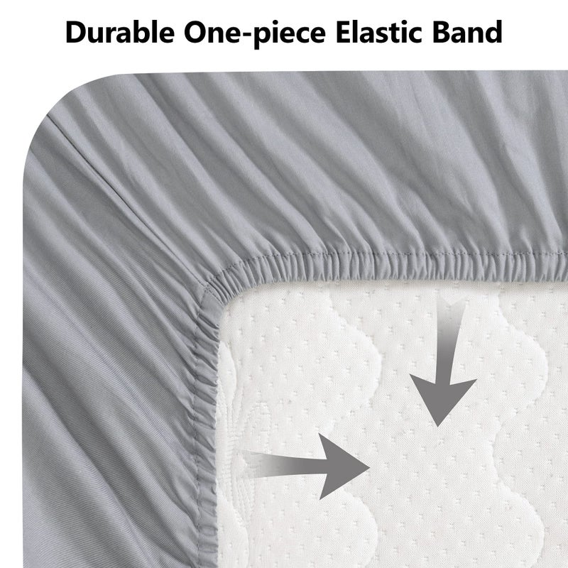 TILLYOU 2 Pack Fitted Crib Sheet Set - 100% Solid Standard Natural Cotton Toddler Bed Mattress Sheets,Standard 28”x 52”, White&Charcoal Gray - Image 5