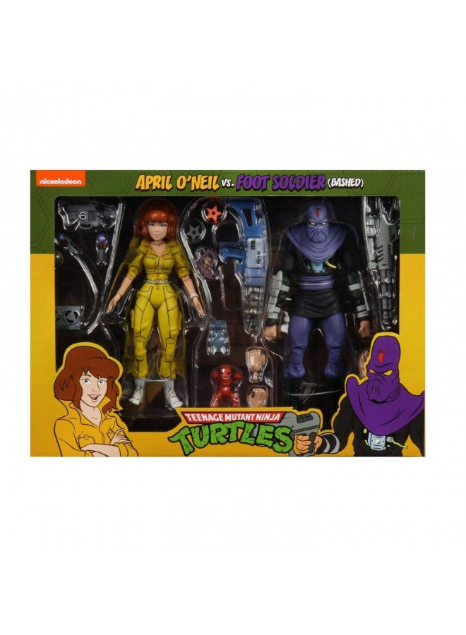 NECA مجموعة تماثيل أكشن قابلة للجمع من NECA لشخصيات سلاحف النينجا المراهقين بحجم 7" - أبريل أونيل وجندي القدم - Image 1
