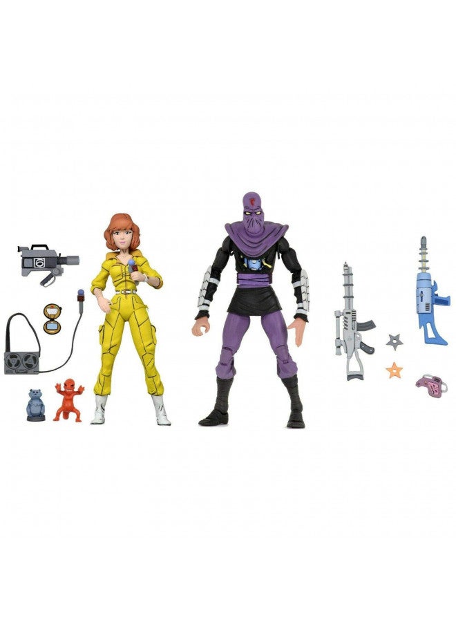 NECA مجموعة تماثيل أكشن قابلة للجمع من NECA لشخصيات سلاحف النينجا المراهقين بحجم 7" - أبريل أونيل وجندي القدم - Image 2