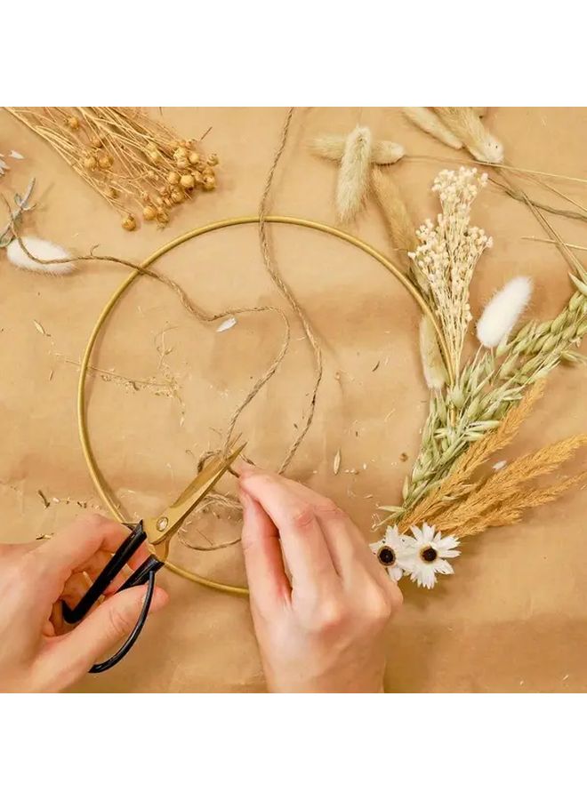 Golden Metal Floral Hoop Centerpiece Set With Wooden Stand Table Decor Wedding - Image 5