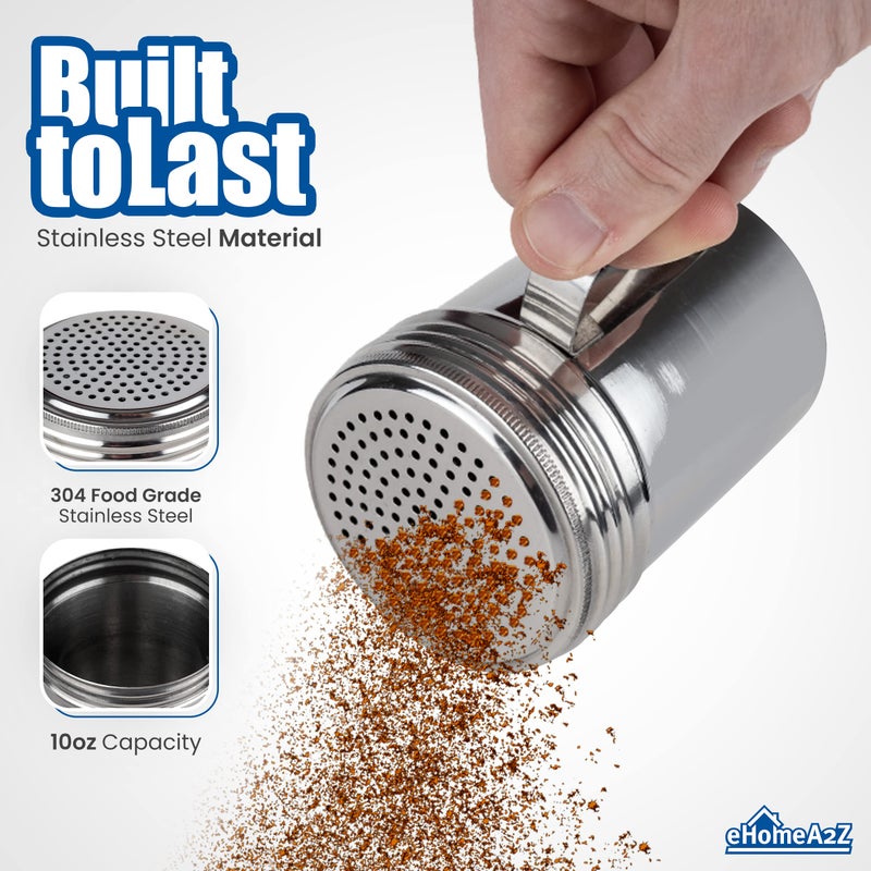 EHOMEA2Z Stainless Steel Dredge Shaker Ideal For Salt, Spice, Sugar, Flour (1, 10 oz) - Image 2