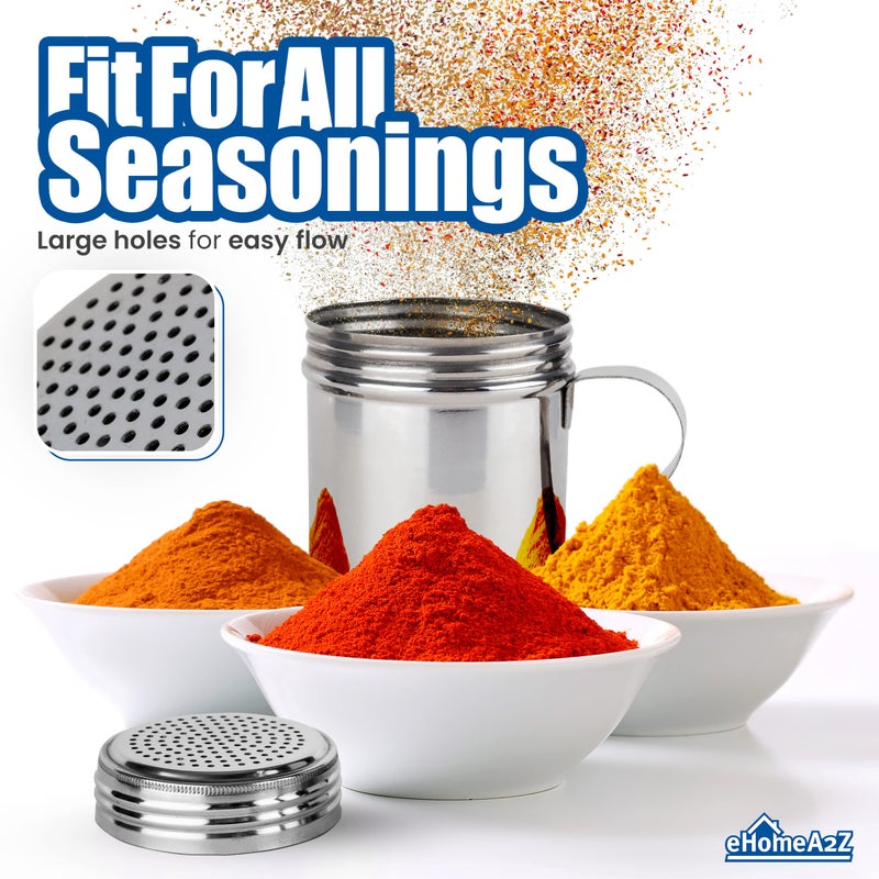 EHOMEA2Z Stainless Steel Dredge Shaker Ideal For Salt, Spice, Sugar, Flour (1, 10 oz) - Image 3