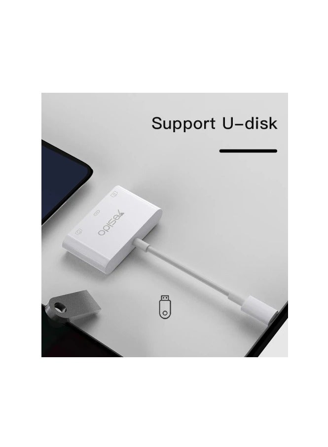 يسيدو محول USB-C 3 في 1 OTG من Yesido GS17 - منفذين USB 3.0 ومنفذ Type-C، ونقل البيانات، والشحن السريع PD، والتوصيل والتشغيل، ومتوافق مع محركات أقراص USB والفئران ولوحات المفاتيح والكاميرات - Image 3