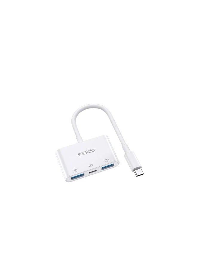 يسيدو محول USB-C 3 في 1 OTG من Yesido GS17 - منفذين USB 3.0 ومنفذ Type-C، ونقل البيانات، والشحن السريع PD، والتوصيل والتشغيل، ومتوافق مع محركات أقراص USB والفئران ولوحات المفاتيح والكاميرات - Image 5