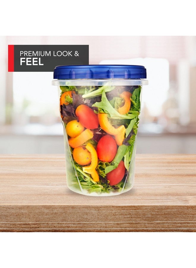 Stock Your Home Stock Your Home 32oz Plastic Containers with Twist Top Lids (12 Pack), Quart Freezer Containers with Airtight Lids for Leftover Food, Microwave and Dishwasher Safe - Image 3