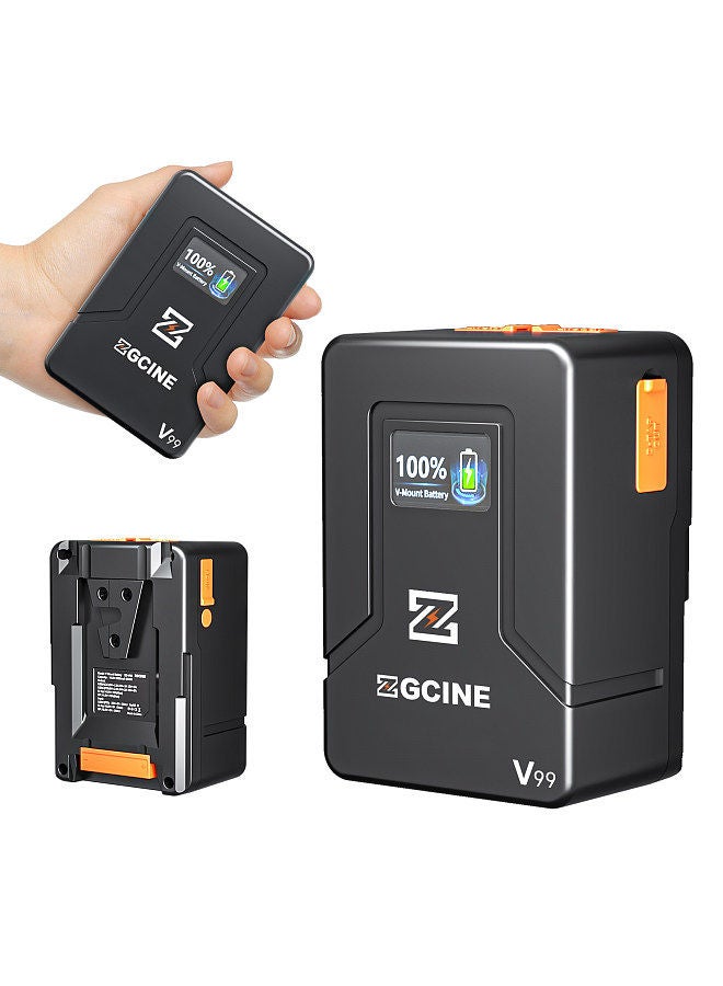 ZG-V99 Portable V-Lock Battery 6800mAh 14.8V 99Wh Large Capacity V-Mount Battery with D-Tap/ USB-C/ BP/ USB-A Charging Ports for Cameras Camcorders Large LED Video Lights Monitors Smartphones Laptop