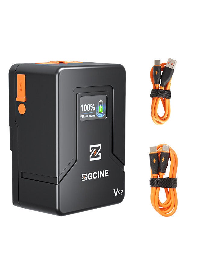 ZG-V99 Portable V-Lock Battery 6800mAh 14.8V 99Wh Large Capacity V-Mount Battery with D-Tap/ USB-C/ BP/ USB-A Charging Ports for Cameras Camcorders Large LED Video Lights Monitors Smartphones Laptop