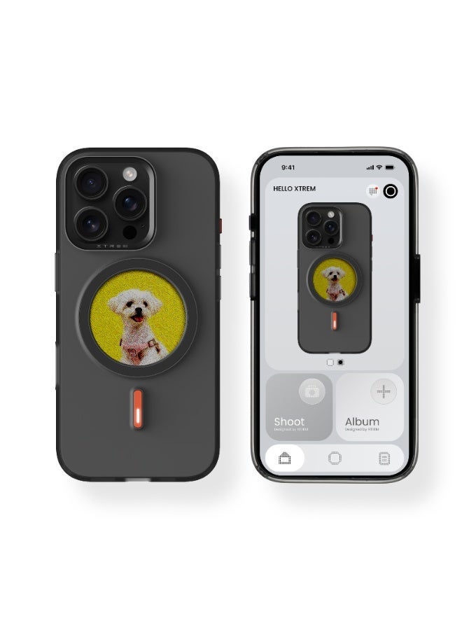 Xtrem iPhone 16 Pro Magnetic NFC E-Ink Display Case – MagSafe Compatible Customizable Screen Cover with Wireless Charging Support – Unique Smart Back Cover | Oeli Xtrem - Black - Image 2