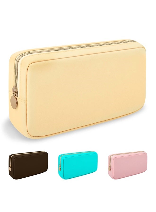 Iqimott Nylon Small Makeup Bag Cosmetic Zipper Pouch for Purse, Preppy Makeup Bag Compact Make up Pouch Toiletry Bag, Waterproof Zipper Purse Travel Coin Pouch Storage Bag for Women Girls Teens(Cyan) - Image 1