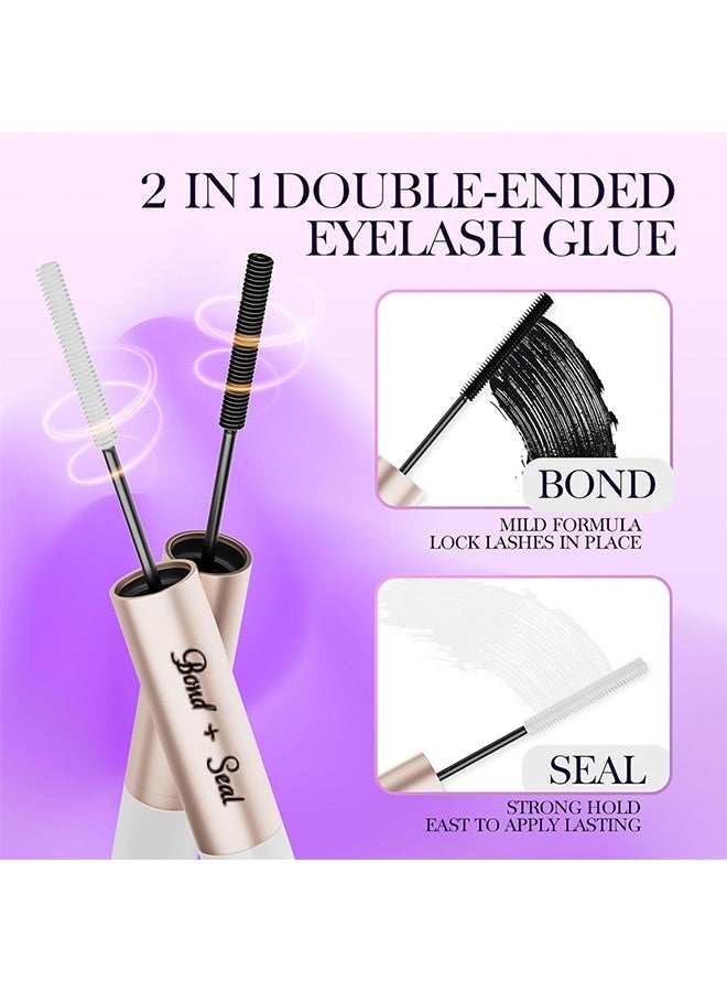 JS 2 In 1 Lash and Seal Glue, Cluster Lash Glue for Eyelash Extensions Long Lasting Strong Hold Individual Eyelash Glue for Self Application, Waterproof Fiber Long Curl, Lengthen, Durable Natural - Image 2