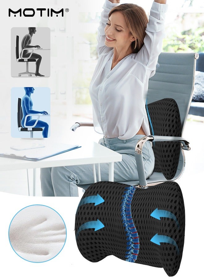 موتيم وسادة دعم أسفل الظهر للسيارة، غطاء شبكي قابل للتنفس، وسادة ظهر مريحة من الإسفنج المرن، مسند ظهر لتخفيف آلام أسفل الظهر/تقويم العظام، تحسين الوضع في المكتب والسيارة والكرسي المتحرك - Image 1