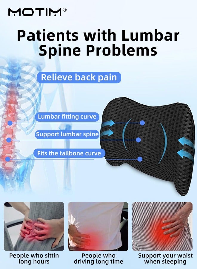 موتيم وسادة دعم أسفل الظهر للسيارة، غطاء شبكي قابل للتنفس، وسادة ظهر مريحة من الإسفنج المرن، مسند ظهر لتخفيف آلام أسفل الظهر/تقويم العظام، تحسين الوضع في المكتب والسيارة والكرسي المتحرك - Image 5