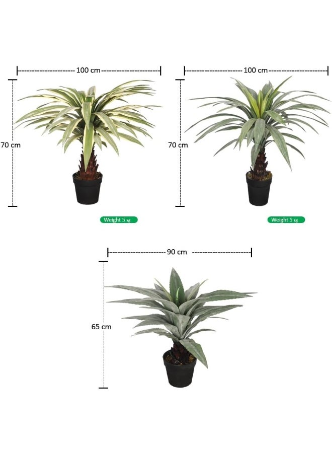 Set of 3 Artificial Yucca Plant, Vibrant And Lifelike Texture Artificial Plant with Pots, Maintenance-Free And Fade Resistant Indoor Plants, UV-Resistant Green Leaves Fake Plants For Garden Decor - pzsku/Z18787B855083423DA916Z/45/_/1727279998/1e598d4a-fa7b-4d74-ba7c-9bc5b7969b3c