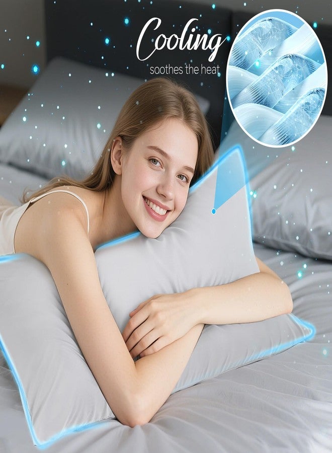 SUPA MODERN أغطية وسائد SUPA MODERN للتبريد للذين ينامون بحرارة، مجموعة من 2 بحجم كوين، أغطية وسائد بClosure ظرف، ناعمة للغاية وملساء للعناية بالشعر والبشرة، هدايا للنساء والرجال، رمادي 20x30 بوصة - Image 2