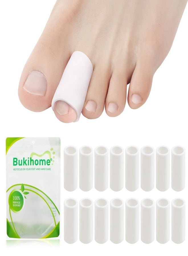 Bukihome Toe Protectors, Silicone Gel Toe Sleeves for Hammer Toes, Corns, Calluses, Blisters, Toe Tube Pads for Pain Relief with 16 Pack, White - Image 1