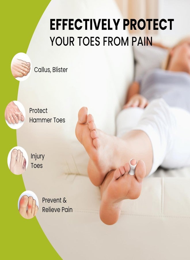 Bukihome Toe Protectors, Silicone Gel Toe Sleeves for Hammer Toes, Corns, Calluses, Blisters, Toe Tube Pads for Pain Relief with 16 Pack, White - Image 4