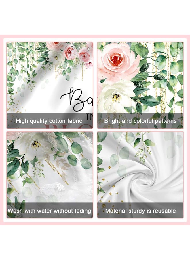 Avezano Baby in Bloom Backdrop Sage Green Leaves with Pink Flowers Baby Shower Party Decorations Baby Girl's Greenery Floral Nature Theme Photography Background Cake Table Banner (6x5ft(72x60in)) - Image 5