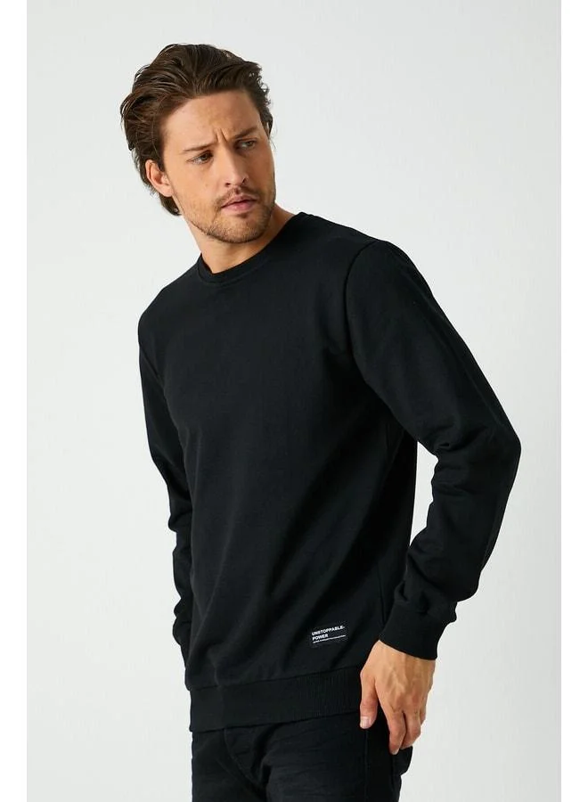 Mmetalic  Men's Black Basic Crew Neck Sweatshirt for Men | Best Price UAE
