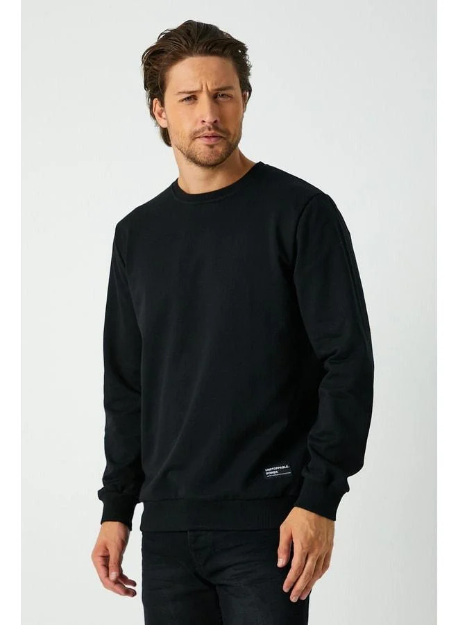 Mmetalic  Men's Black Basic Crew Neck Sweatshirt for Men | Best Price UAE
