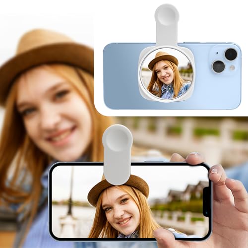 Esdallina Phone Rear Camera Selfie Mirror - See How You Look in the Back Camera - for High Definition Photos (White) - Image 1