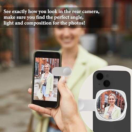 Esdallina Phone Rear Camera Selfie Mirror - See How You Look in the Back Camera - for High Definition Photos (White) - Image 2
