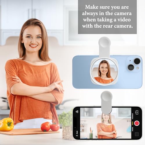 Esdallina Phone Rear Camera Selfie Mirror - See How You Look in the Back Camera - for High Definition Photos (White) - Image 4