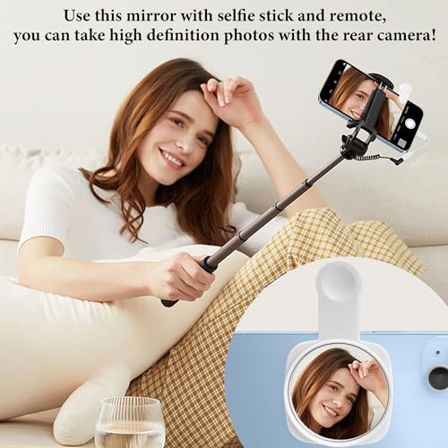 Esdallina Phone Rear Camera Selfie Mirror - See How You Look in the Back Camera - for High Definition Photos (White) - Image 3