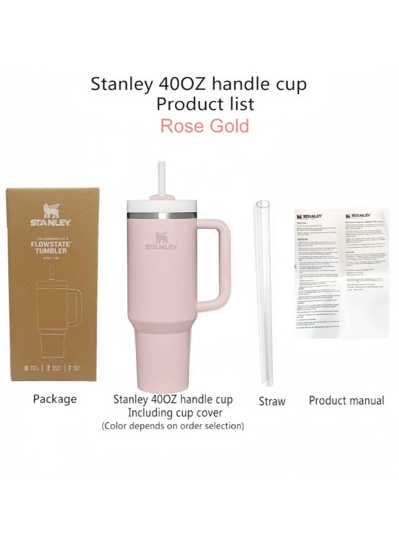 Stanley Quencher H2.0 Flow State 40Oz Rose Gold Stainless Steel Vacuum Insulated Tumbler With Lid And 2 Straw For Water And Iced Tea, Cold Retention In Pack Of 1 & 2  - Image 5