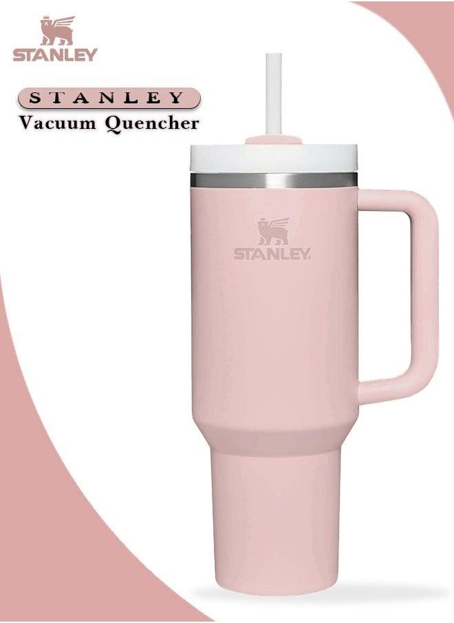 Stanley Quencher H2.0 Flow State 40Oz Rose Gold Stainless Steel Vacuum Insulated Tumbler With Lid And 2 Straw For Water And Iced Tea, Cold Retention In Pack Of 1 & 2  - Image 1
