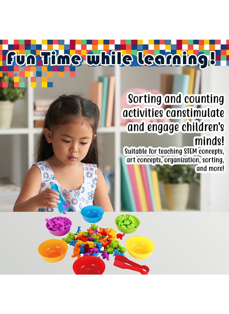 Home Smart Home Smart Color Classification Educational Counting Toy with Bowls and Tongs for Kids Colorful Creature Counting for Learning  - Image 4