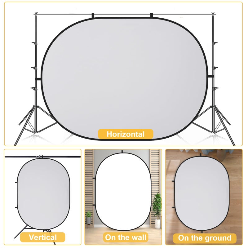 Kate Collapsible Pop-Up Backdrop for Self-Tape Auditions, Professional Headshots, Video Conferencing & Live Streaming - Portable Photography Background (5'x6.5' / 1.5x2m, White/Gray) - Image 5