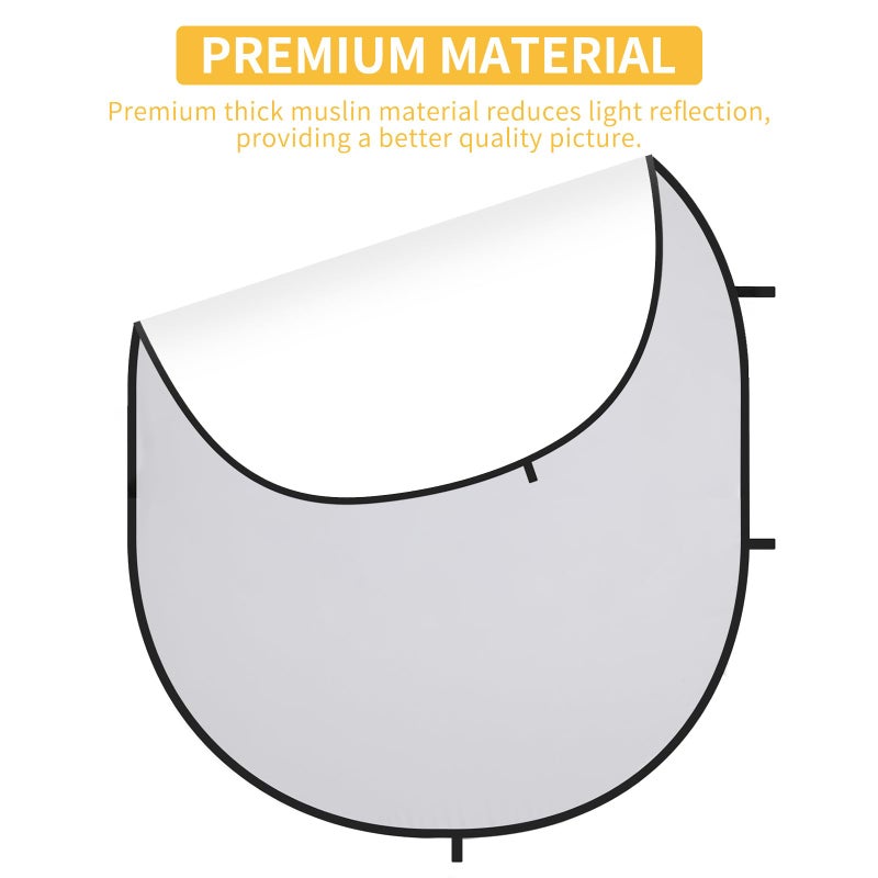 Kate Collapsible Pop-Up Backdrop for Self-Tape Auditions, Professional Headshots, Video Conferencing & Live Streaming - Portable Photography Background (5'x6.5' / 1.5x2m, White/Gray) - Image 2