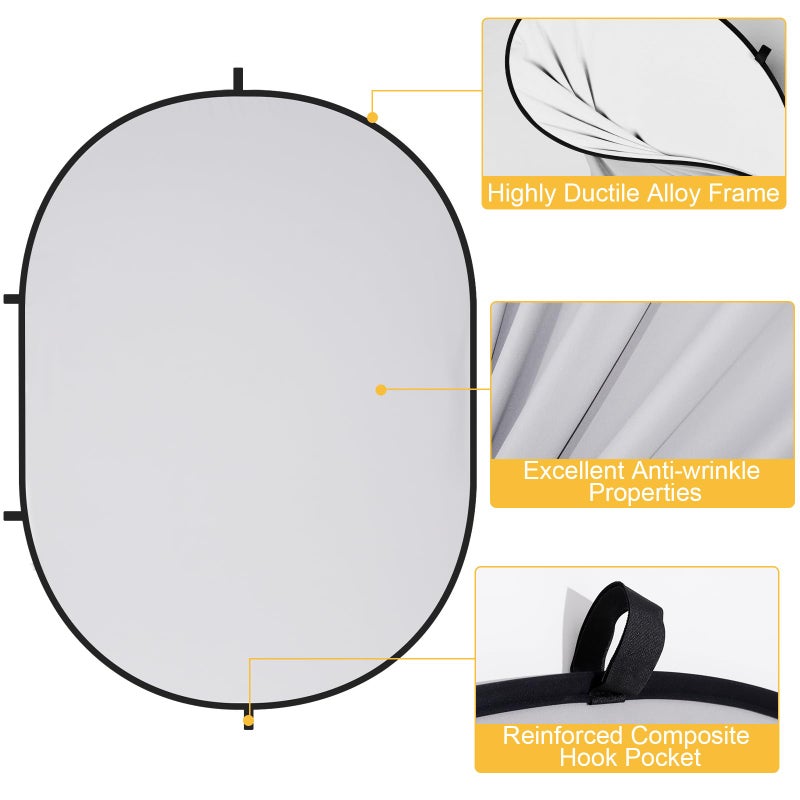 Kate Collapsible Pop-Up Backdrop for Self-Tape Auditions, Professional Headshots, Video Conferencing & Live Streaming - Portable Photography Background (5'x6.5' / 1.5x2m, White/Gray) - Image 4