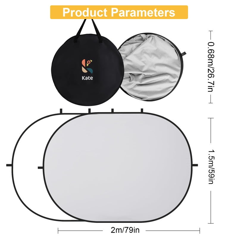 Kate Collapsible Pop-Up Backdrop for Self-Tape Auditions, Professional Headshots, Video Conferencing & Live Streaming - Portable Photography Background (5'x6.5' / 1.5x2m, White/Gray) - Image 3