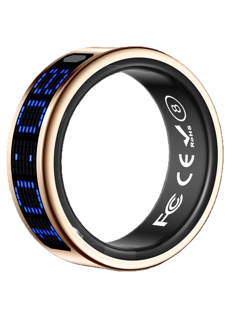 general Smart Ring SR16 for Heart Rate Monitoring, Blood Oxygen Monitoring, Sleep Monitoring, Motion Detection, Multi-Functional Display, All-Weather Protect Your Health with Caller ID reminder, IP68 Waterproof, GOLD No.8, Internal Diameter: 18.2mm, Perimeter: 57.1mm - Image 1
