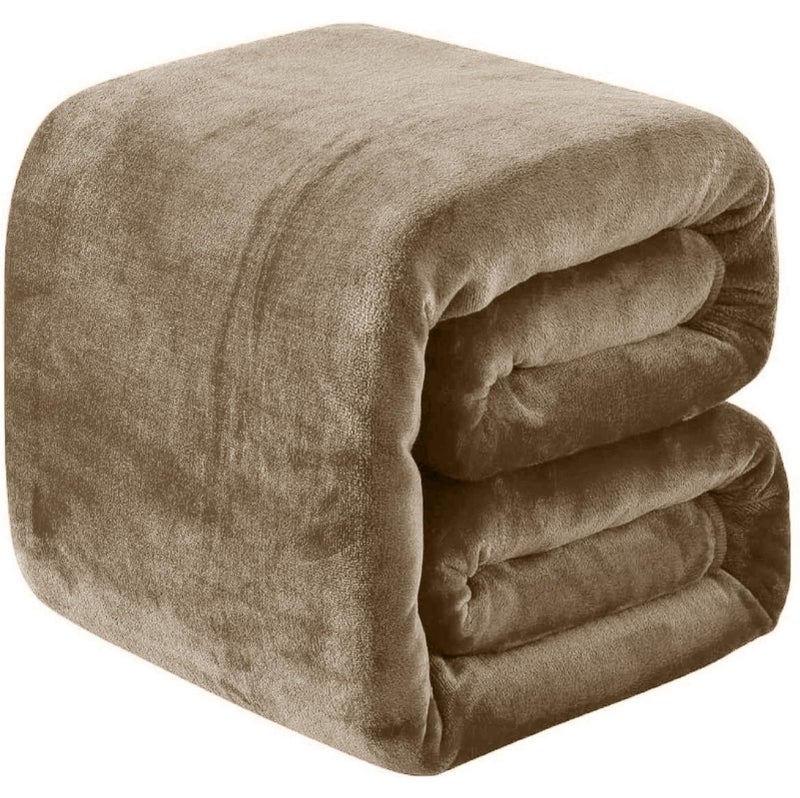 Richave Fleece Blankets for All Season - Premium Lightweight Anti-Static Throw for Queen/Full Size Bed Extra Soft Brush Fabric Warm Sofa Thermal Blanket 90"" x 90""(Taupe) - Image 5